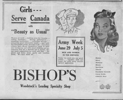 A newspaper ad featuring woman wearing makeup.