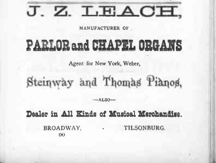 Advertisement for J.Z. Leach reads: 